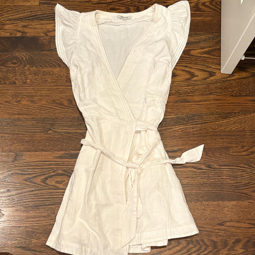 Madewell Cream Wrap Midi Dress